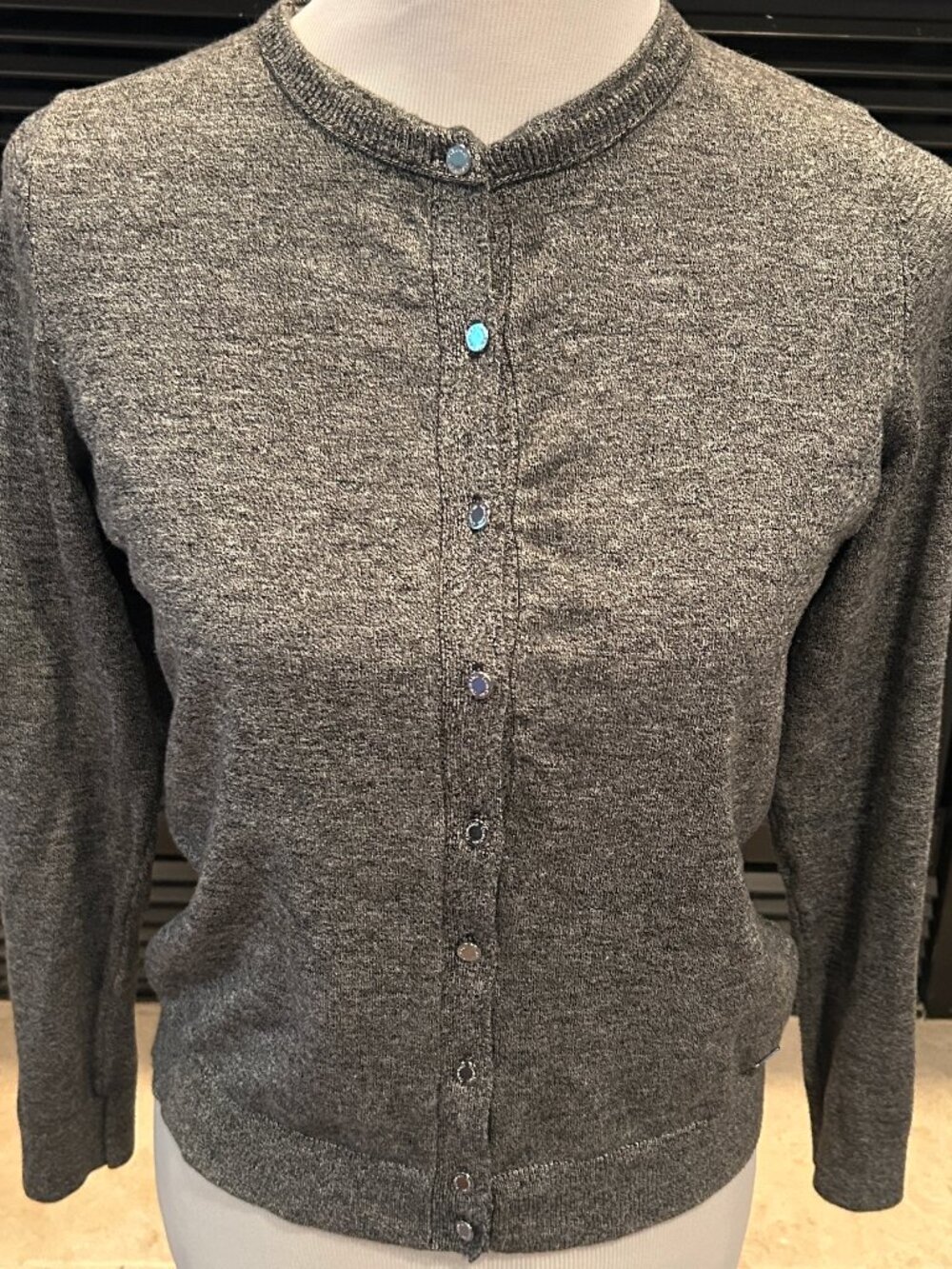 Calvin Klein Gray Silver Button Cardigan